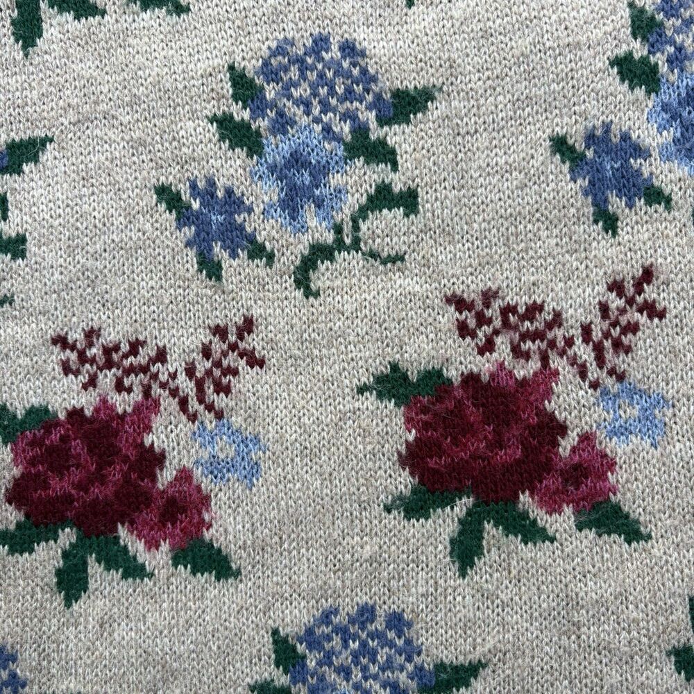 Y2K Vintage Sweater Dana Scott Womens Large Roses Cottagecore Granny Shabby Chic - Picture 5 of 9